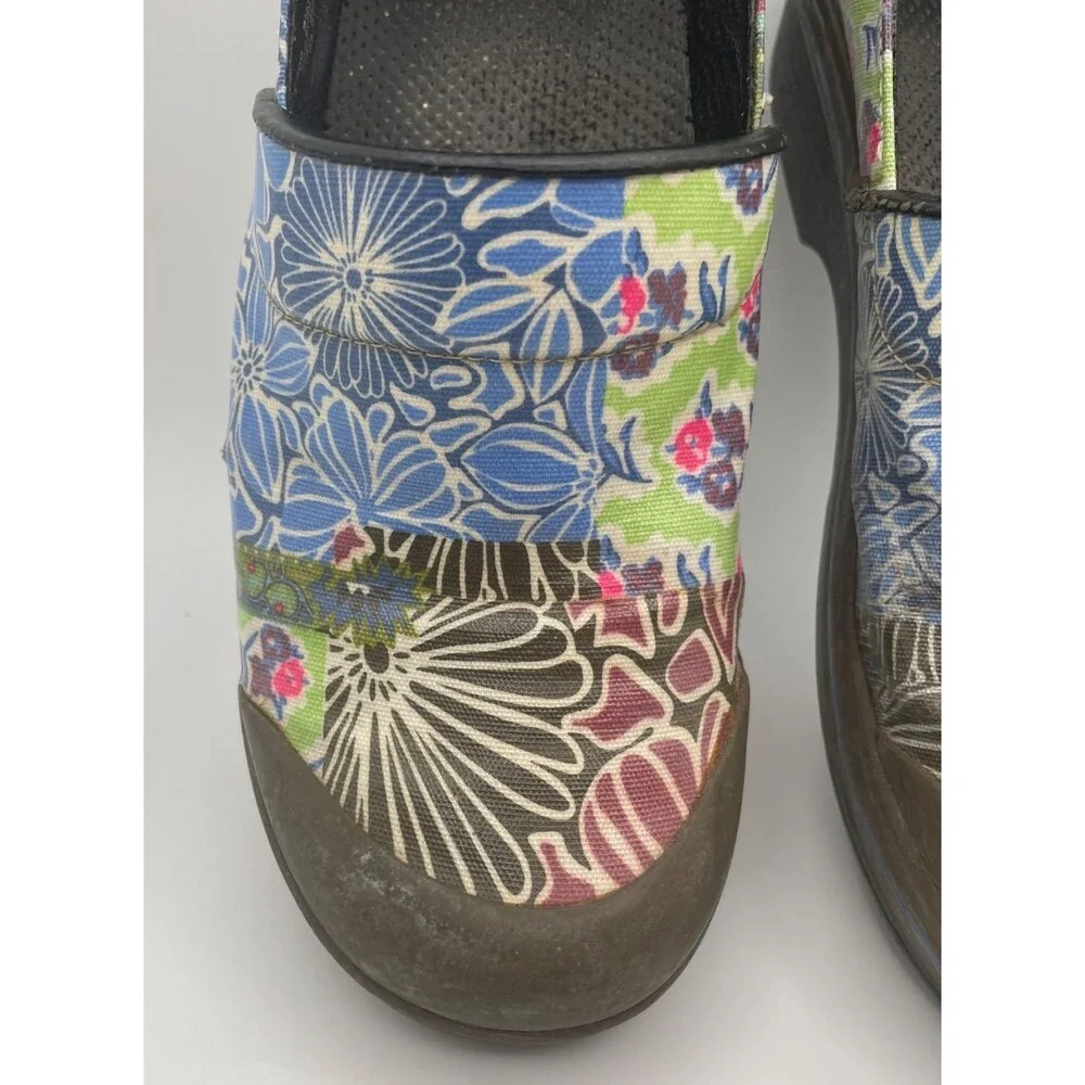 Dansko Women's 40 Vegan Volley Clogs Multi Colored Patchwork Mules Nursing